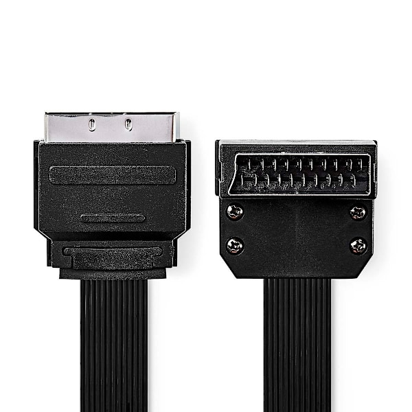 SCART-kabel | SCART hann | SCART hann | Nikkelbelagt | 480p | 2,00 m | Flat | PVC | Svart | Kuver