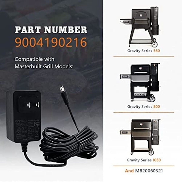 Passer til Masterbuilt Strømadapter 560/800/1050 Xl 9004190216 Reservedel Ft