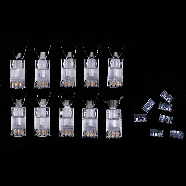 10 st Cat7 Rj45 Kontakt Cat 7 Kristallkontakt Skärmad Ftp Rj45 Modulär Kontakt