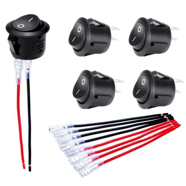 5 kpl KCD1 keinukytkin 20 mm johdolla SPST 2-nastainen pyöreä 12 V auto matkailuauto vene modifiointi on-off vaihtokytkin korjaussarja_xi