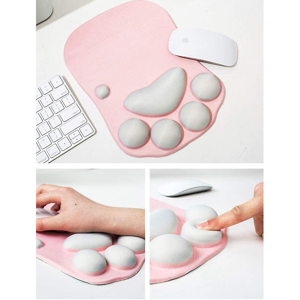 Söt Musmatta för Kontor med Handledsstöd, Kattpåt Design, Presenter för Kontorsbord Hemspel Kawaii Saker Presenter, Ergonomisk Musmatta med Handledsstöd