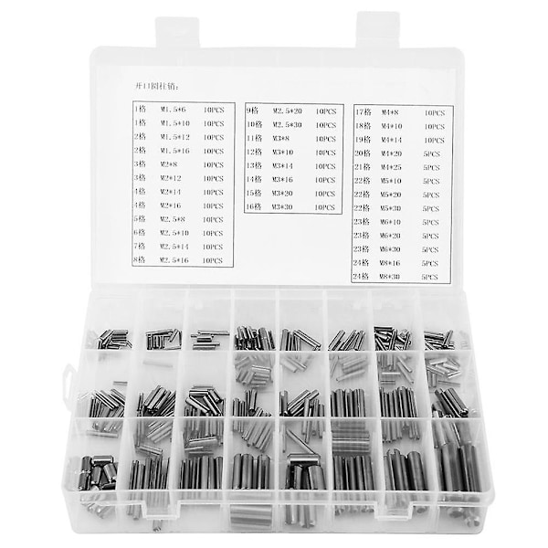 280 st rostfria fjäderstift spänningsfjäder elastiska cylindriska sprintar set M1.5 M2 M2.5 M6 M8