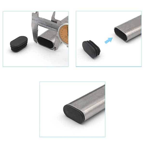 100 Stk. 15x30mm Plast Endestykker, til Møbelfødder Rør Ovale Endestykker, til Plastik Stolben Stopper, til Ovalt Rør