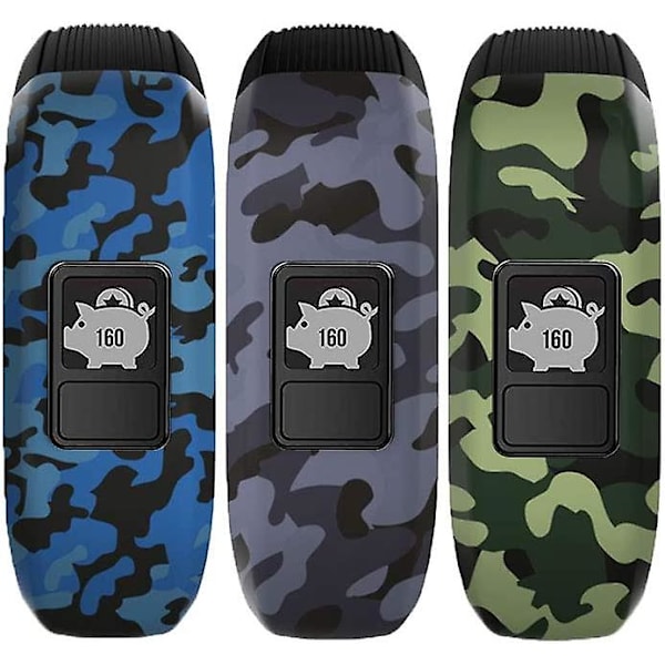 Ersättningsarmband i silikon för Garmin Vivofit Jr/jr 2/3, Stretchiga Armband för Barn Pojkar Flickor Små Stora (ingen Tracker) - liten, 3-pack: blå & grön & grå