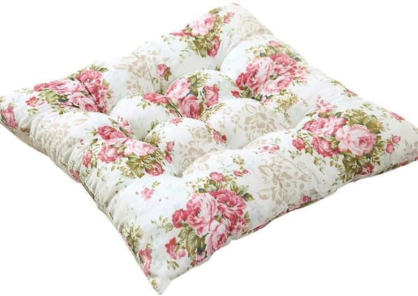 Vändbar borstad mikrofiber sittdyna, rosa blomma
