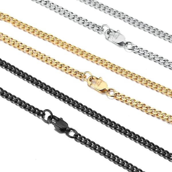 Halsband i rostfritt stål, länkkäda, för män och kvinnor, 3-pack, 3,5 mm
