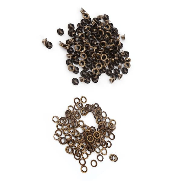 Øjelets med skive til sko, bælter, tasker, læder - Pakke med 100 stk (Indvendig diameter 6 mm)