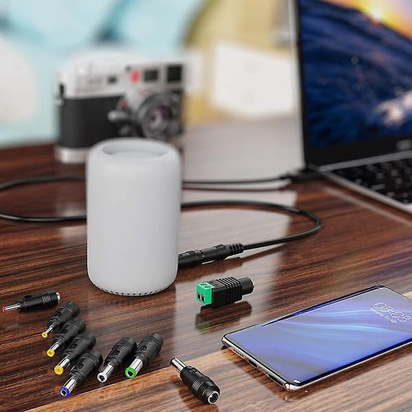 USB til DC Kabel Universal USB til DC Opladningskabel med 10 Udskiftelige Stikforbindelser Ada