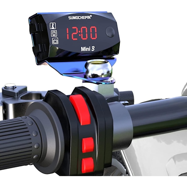 Universal Motorcykel Speedometer, Motorcykel Elektronisk Ur Digitalt Ur Voltmeter Termometer Med Stor Skærm