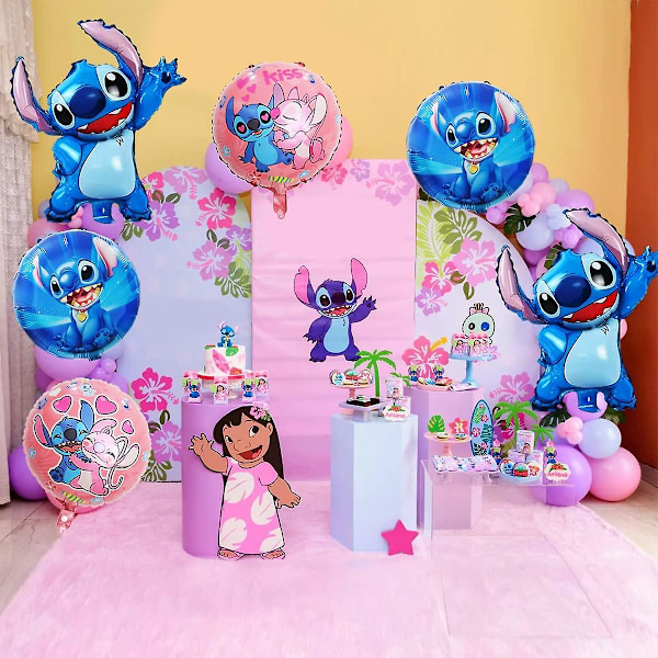 Lilo och Stitch Partyballonger Stitch Party Aluminiumfolie Ballonger Passar Stitch Födelsedagsfest Dekorationer (6 st)