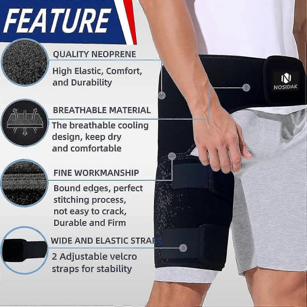 Höftstöd för ischias smärtlindring Hamstring Kompressionsärm Grenstöd Si-bälte Justerbart stöd för Si-led, ischiasnerv, höftledsbyte, H