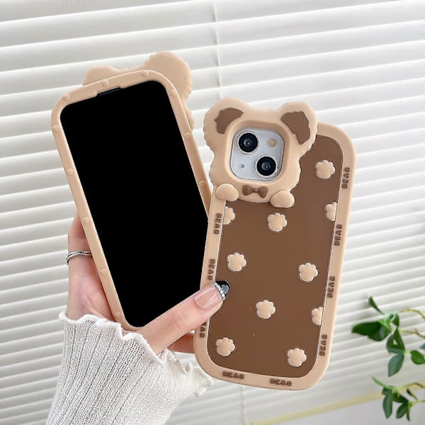 iPhone 13 Pro Max Cover Kawaii Telefoncovers, Sød 3D Tegneserie Cool Bjørn Pote Telefoncover Blød Silikon Stødsikker Beskyttende