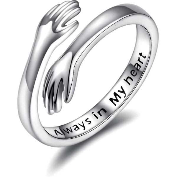 925 Sterling Silver Kramaringar för Kvinnor Jag Älskar Dig För Evigt Kramaring Justerbar Band Smycken Present till Tonårsflickor Par Kramande Handringar Silverpläterad