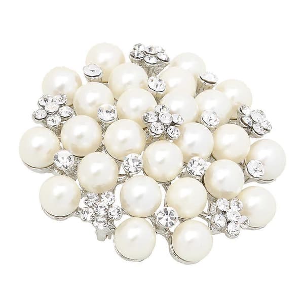 Stor Blomma Pärla Strass Brosch Bröllopsbukett Nål Kläder Accessoarer