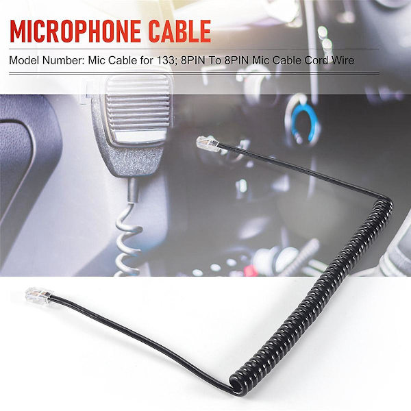 8-polet Mikrofonkabel til Icom Mobilradio Højttalermikrofon HM-98 HM-133 HM-133v HM-133s DTMF
