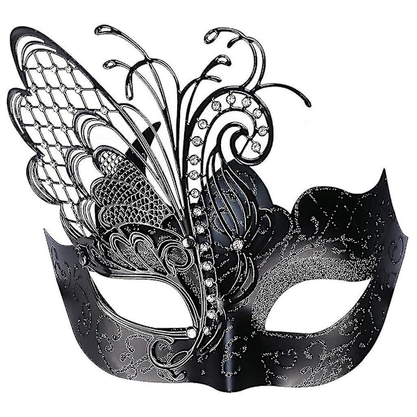 2-pakks Dame Fjær Maskerademaske Venetiansk Halloween Mardi Gras Kostymefest Ball Prom Maske