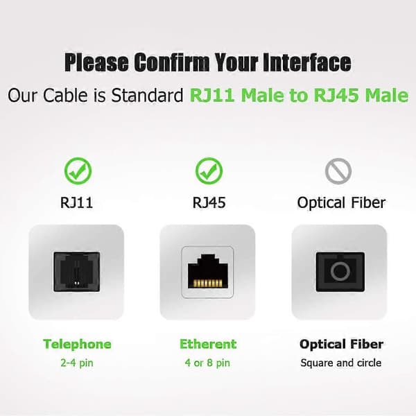 RJ11 - RJ45 puhelinkaapeli - 3M, Ethernet-modeemi