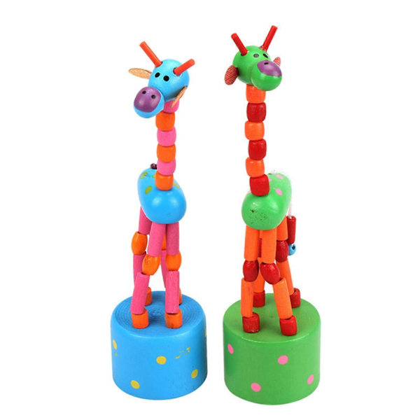 Färgglad Giraffleksak för Barn Tryckbas Dansande Gungande Kropp Giraff Träskrivbordsleksaker