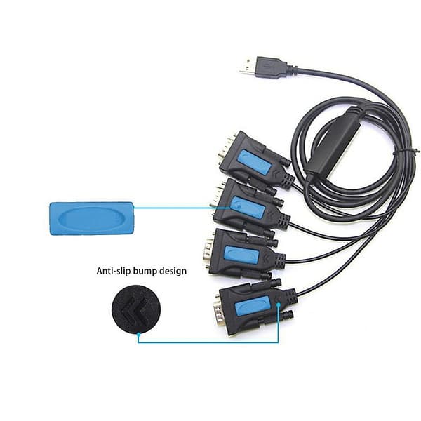 USB til RS232 Adapter 1 til 4 Antiskjold Nikkelbelagt Tinbelagt Plug and Play til Windows Linux