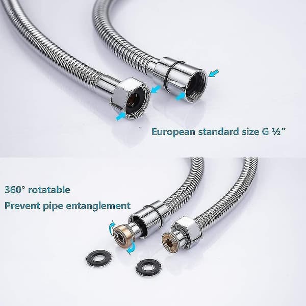 Chrome Dusj- og Dusjsystemer Dusjslange Dusjslange i Rustfritt Stål 2,5 m
