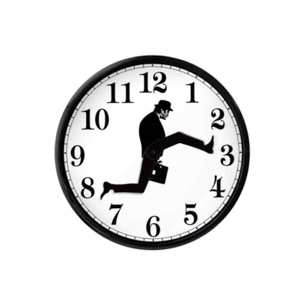 10 tommer Ministry of Silly Walks ur med glasfront og ABS ramme, moderne sjov batteridrevet lydløs vægur uden tikken til soveværelse