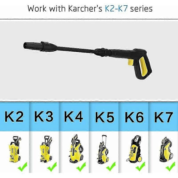 Udskiftningssprøjtepistol og sprøjtelanse til Karcher K2 K3 K4 K5 K6 K7 højtryksrenser, Quick Connect vandstrålesprøjtepistol til Krcher K2 K7-serien