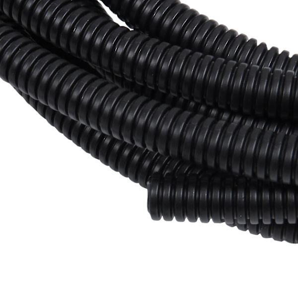 8mm Fleksibel PVC Korrugeret Gastrør Damrør 7m Sort