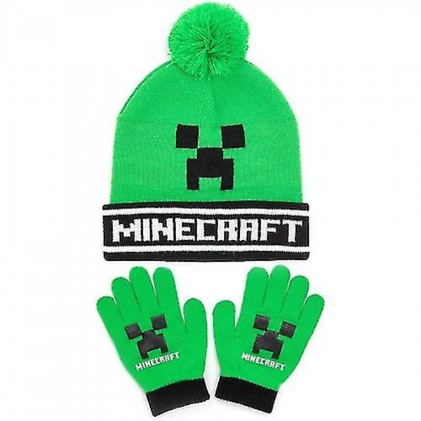 Minecraft Creeper -hattu ja -hanskat