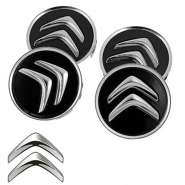 4 stk. 60mm Bilhjul Centernavkapsler til Citroen STØRRELSE: Sort