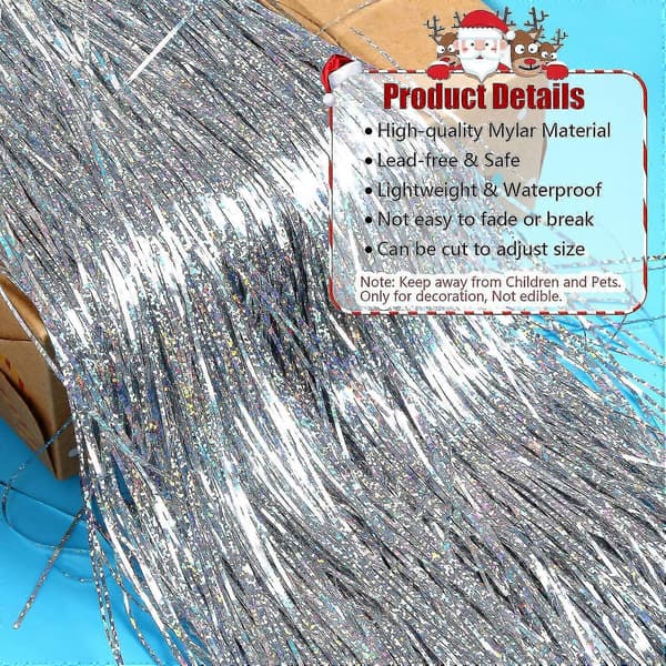 2000 Sølv Tinsel Ishæng - Folie Frynser Julepynt  xi