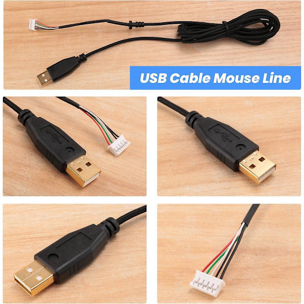 USB-kabel for DeathAdder 2013 . 2,1M 5 ledninger 5 pinner Forgylt erstatningskabel for spillmus