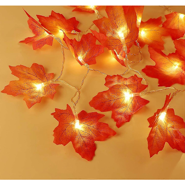 2 Pak Maple Leaf Lysstreng 3m 20 LED'er Efterårs Dekoration Lysstreng til Thanksgiving Jul Festival Fest