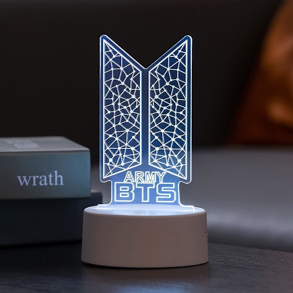 Kpop Bts Bangtan Boys 7 Färger LED Akryl Nattlampa Barn Sängbord Lampor Sovrum Hem Rum Dekoration För Army Fans Gåvor