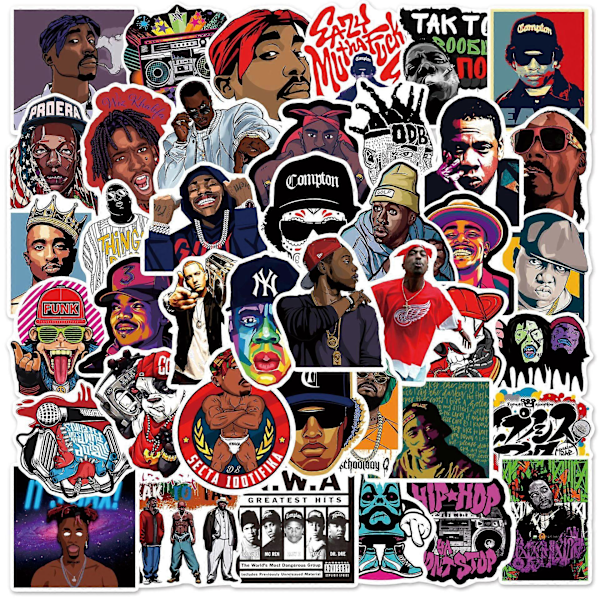 Stickers hip hop - 50 stk. multifarvet