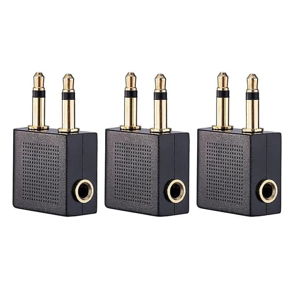 3-pack flygplanskontaktkonverteringsjack för hörlurar, guldpläterad, universell