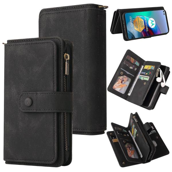 Kompatibel med Motorola Moto Edges G100 Case Plånbok Flip-korthållare Pu Läder Magnetisk skyddande Flip Cover - Svart