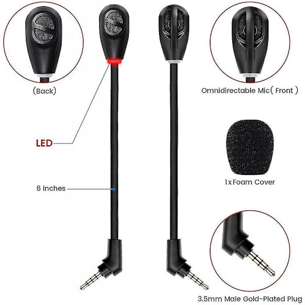 3,5 mm Ersättningsmikrofon Kompatibel med HyperX Cloud Flight/ Flight S TFU