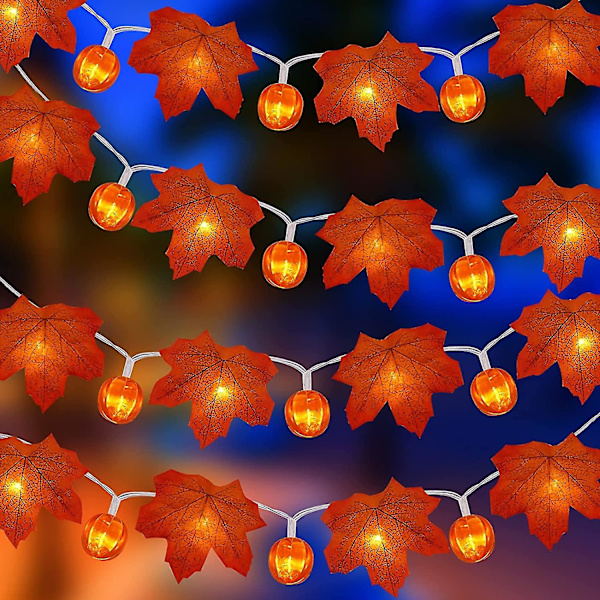 3m Lönnlöv ljusslinga 20 LED pumpa lönnlöv fe ljus hållbar vattentät batteri, vacker delikat höstgirlang för Halloween tacksägelse