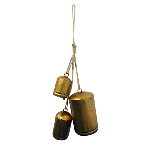 Sett med 3 Juleklokke Messing Ku Shabby Style Rustikk Metall Henge Store Klokker Dekor