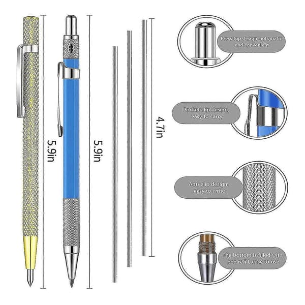 5-pack Silver Streak Svetsarpennor med Karbidskrapa Verktyg Solid Markeringspenna Metallmärkningsverktyg