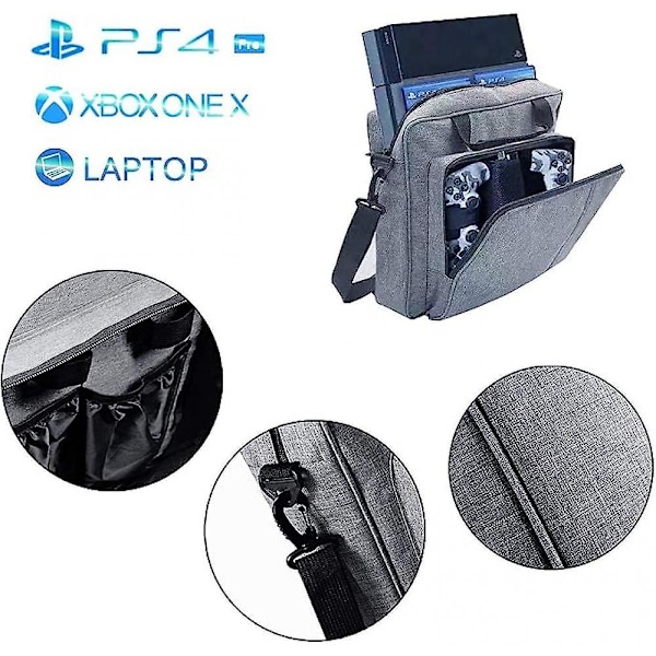 Konsol Reseryggsäck Multifunktionell Reseförvaringsväska Spelmaskinstillbehör Handväska/axelväska Ps4 Pro/ps4/ps4 Slim (Grå)