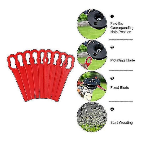 80 stk. Plast Gress Trimmer Blad Erstatningsblader Gressklipperblader For Einhell Gressklipper - Bra