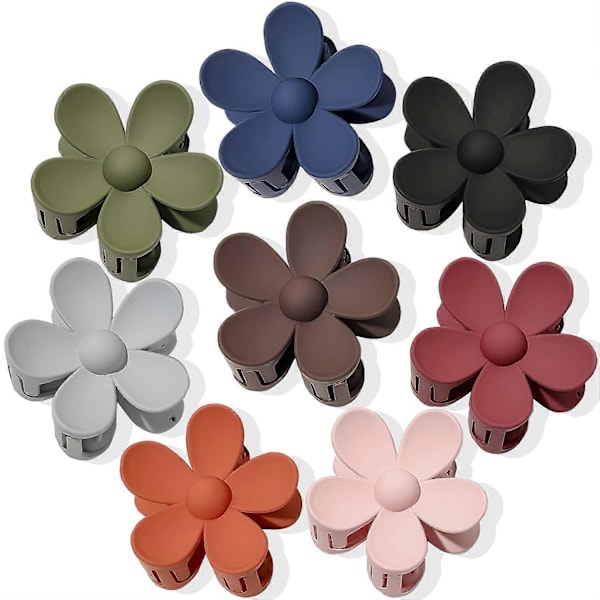8 Blomsterhårklämmor Stora Blomsterklämmor Söta Halksäkra Hårklämmor Daisy Claw för Tjockt och Tunnt Hår