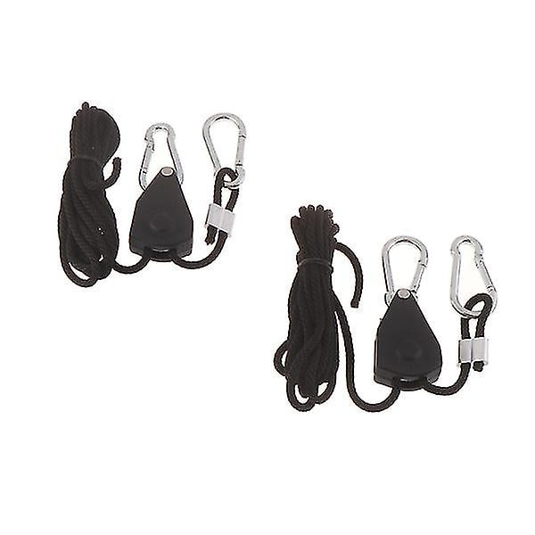 2 stk. 1/8\" Justerbare Grow Light Ratchet Rope Hængere til Grow Li Sort One Size