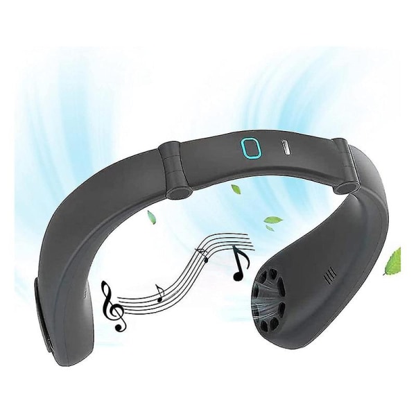 Halshängande fläkt Bluetooth högtalare Allt-i-ett-maskin USB -laddningsspelare Sportmusikfläkt,hörlurarXH