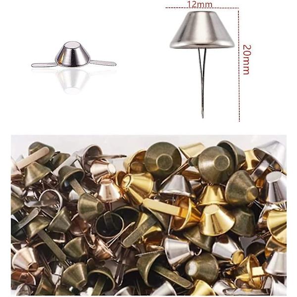 120 stk. Taskeben, Håndtaskefødder, Håndtaske Keglefødder, Håndlavede Lædernitter, Bundplade Taskefødder, Metal Flade Fødders Kegle Svampe Studs Spidsnit, 4 Farver