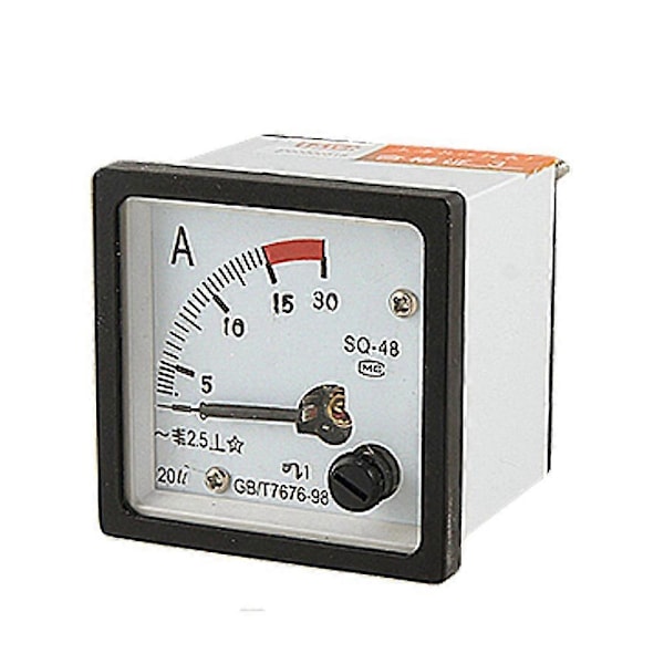 SQ48 Analog AC Strømpanelmåler Amperemeter 0-15A Måler Hvid + Sort