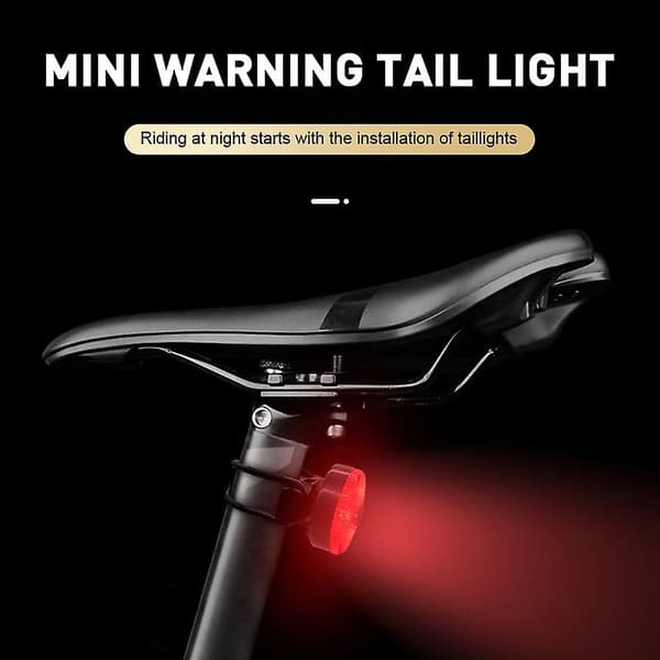 Mini LED Sykkellys Baklys USB Ladbar Vanntett IPX4 Sikkerhet