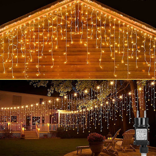 15m LED-jääpuikkovaloketju 8 valotilaa, muistitoiminto ja ajastimella ulkotiloihin, juhliin, jouluun ja koristeluun