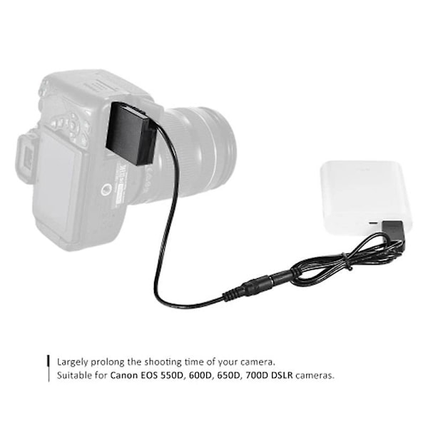 -E8 Dummy Batteri med DC Power Bank USB Adapterkabel Erstatning for LP-E8 for 550D 600D 650D 700